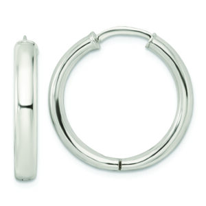 Sterling Silver Polished 3.5x25mm Hinged Tube Hoop Earrings