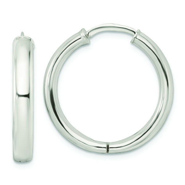 Sterling Silver Polished 3.5x25mm Hinged Tube Hoop Earrings