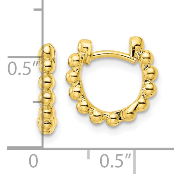 Sterling Silver Gold-tone Polished Beaded Hoop Earrings - Image 3