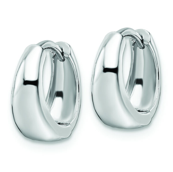 Sterling Silver Rhodium-plated Polished Hinged Hoop Earrings - Image 2
