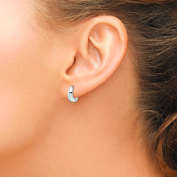 Sterling Silver Rhodium-plated Polished Hinged Hoop Earrings - Image 3