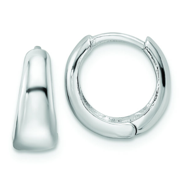Sterling Silver Rhodium-plated Polished Hinged Hoop Earrings