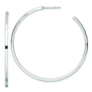 Sterling Silver Polished Hammered Hoop Earrings