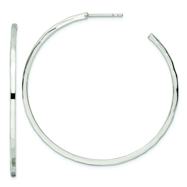 Sterling Silver Polished Hammered Hoop Earrings