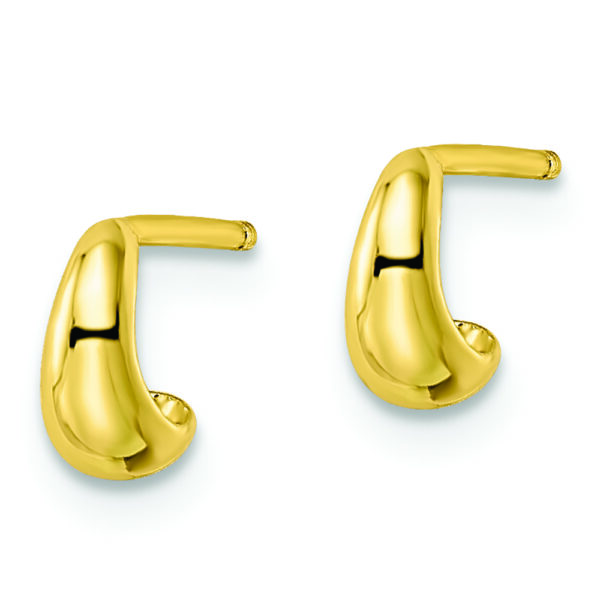 Sterling Silver Polished Gold-tone Hoop Post Earrings - Image 2