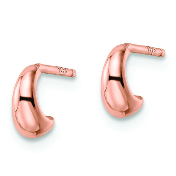 Sterling Silver Polished Rose-tone Hoop Post Earrings - Image 2