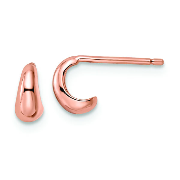 Sterling Silver Polished Rose-tone Hoop Post Earrings