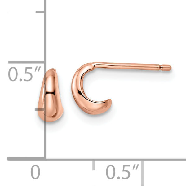 Sterling Silver Polished Rose-tone Hoop Post Earrings - Image 3