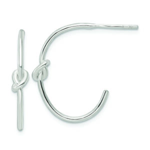 Sterling Silver Polished Knot Post Hoop Earrings