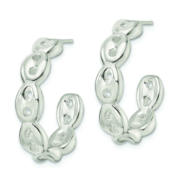Sterling Silver Polished Scalloped C-Hoop Post Earrings - Image 2