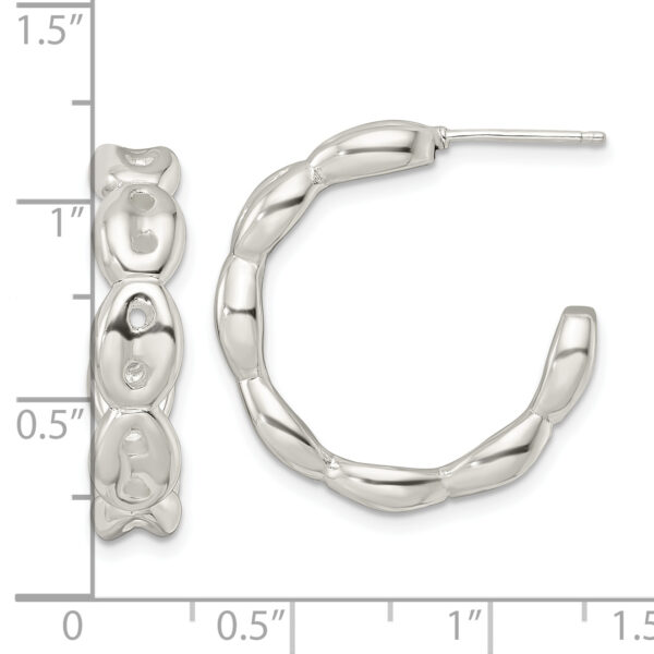 Sterling Silver Polished Scalloped C-Hoop Post Earrings - Image 3