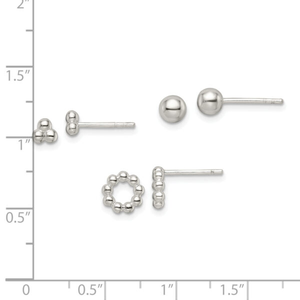 Sterling Silver Beaded and Stud Post Earring Set - Image 3