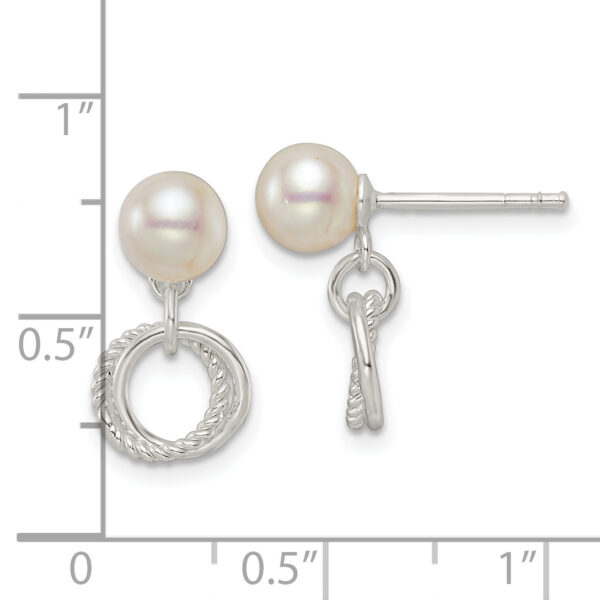 Sterling Silver Polished Glass Pearl Dangle Post Earrings - Image 3