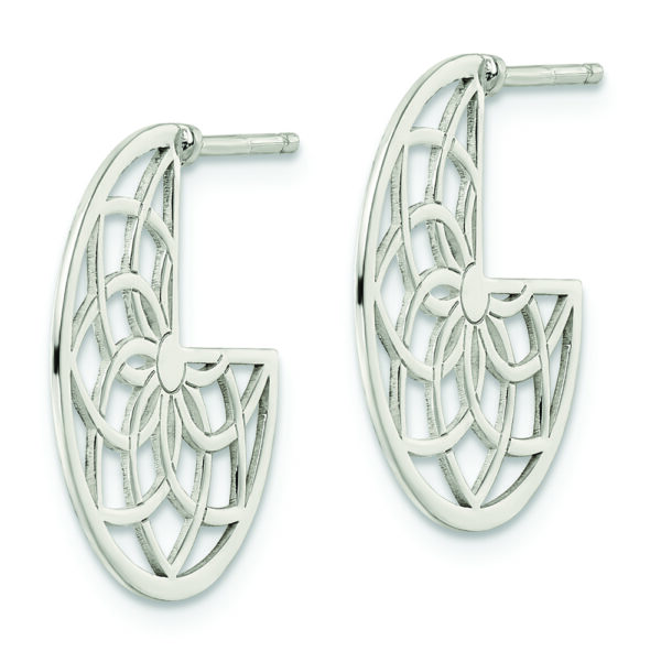 Sterling Silver Floral Filigree Post Earrings - Image 2