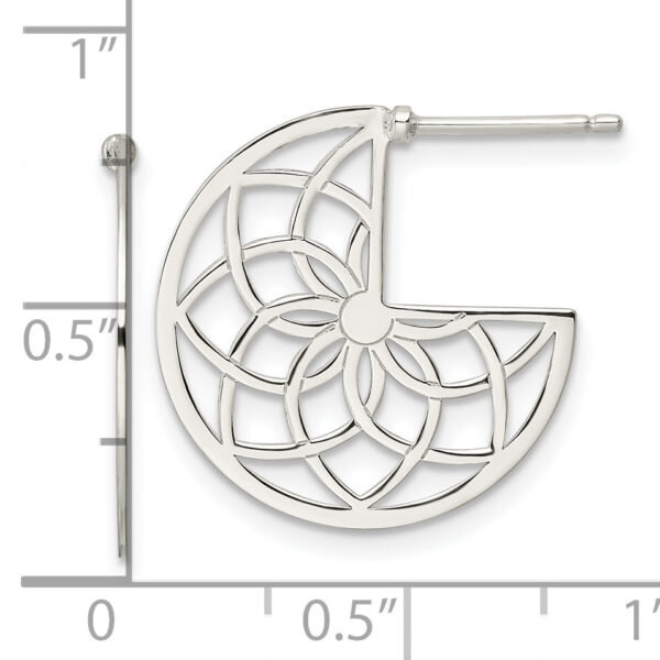 Sterling Silver Floral Filigree Post Earrings - Image 3