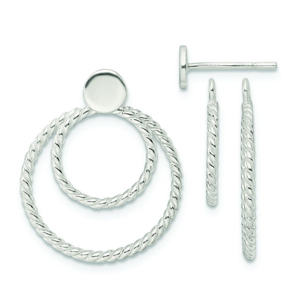 Sterling Silver w/2 Circle Jackets Button Post Earrings