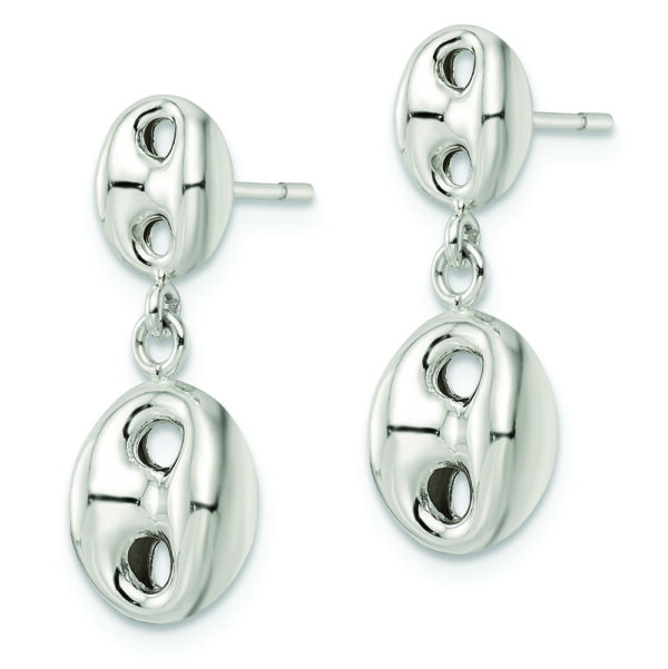 Sterling Silver Polished Oval Dangle Post Earrings - Image 2
