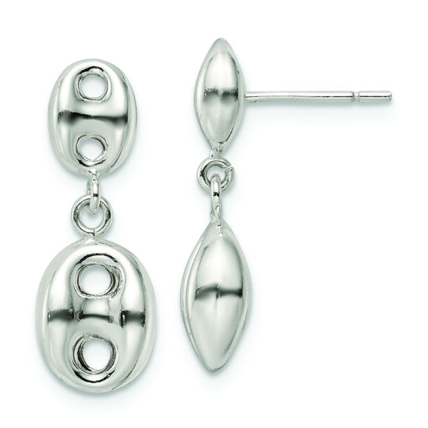 Sterling Silver Polished Oval Dangle Post Earrings