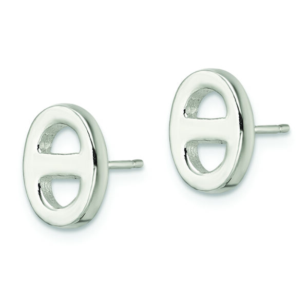 Sterling Silver Polished Oval Design Post Earrings - Image 2