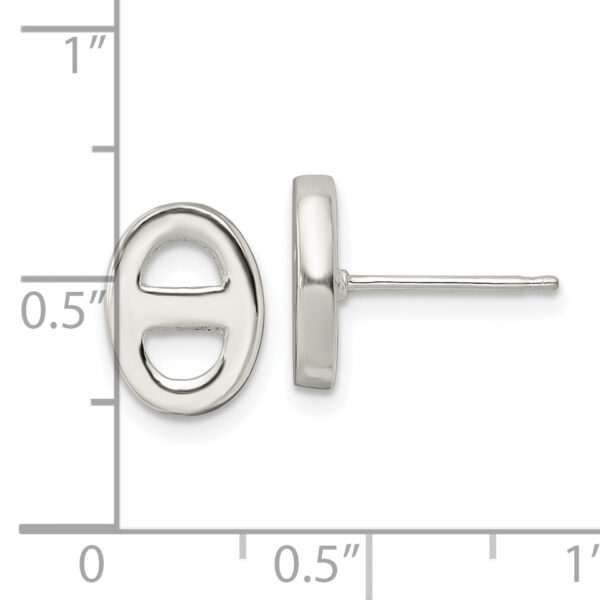 Sterling Silver Polished Oval Design Post Earrings - Image 3