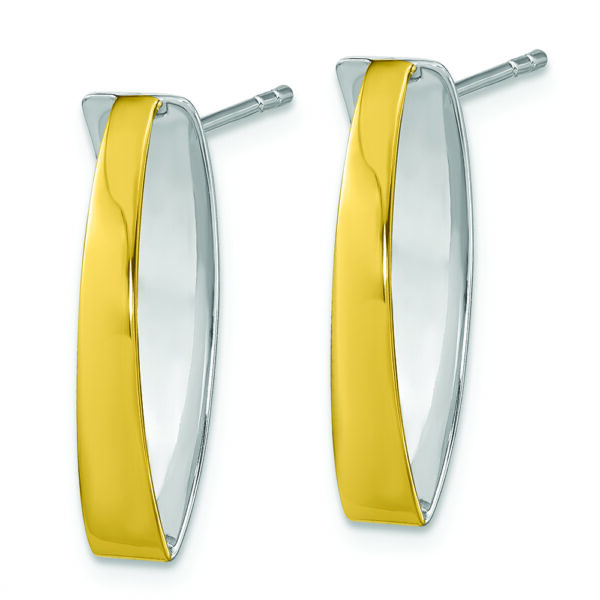 Sterling Silver Rhodium-plated Gold-plated Polished Post Dangle Earrings - Image 2