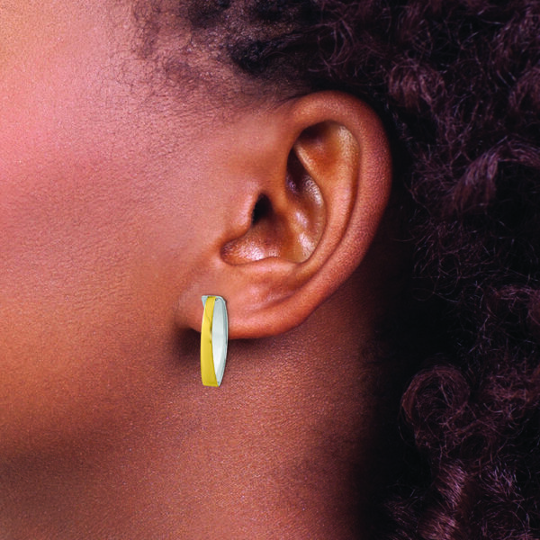 Sterling Silver Rhodium-plated Gold-plated Polished Post Dangle Earrings - Image 3