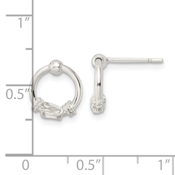 Sterling Silver Polished Fancy Circle Dangle Post Earrings - Image 3