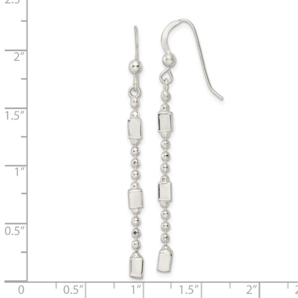 Sterling Silver Square Beaded Dangle French Wire Earrings - Image 3