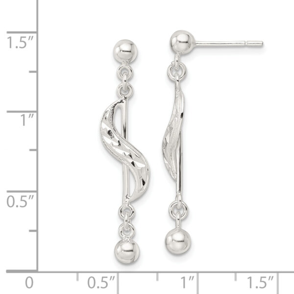 Sterling Silver Polished & Diamond-cut Swirl Dangle Earrings - Image 3