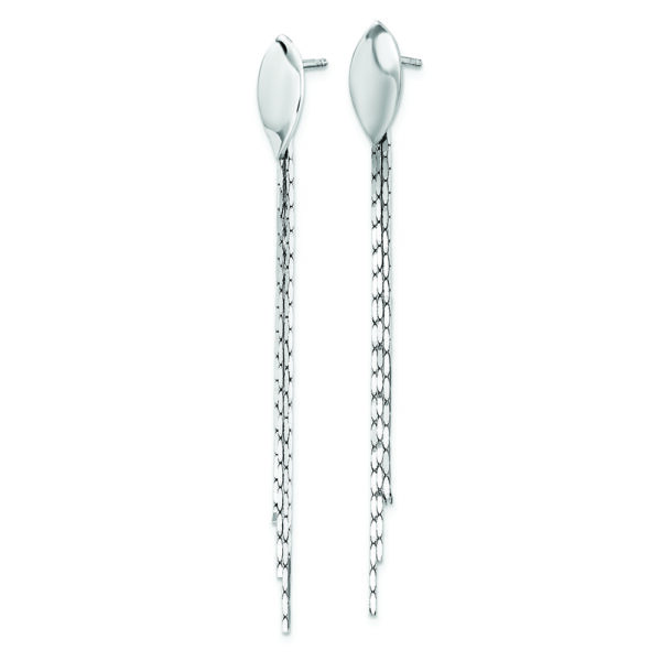 Sterling Silver Rhodium-plated Polished Fancy Chain Post Dangle Earrings - Image 2