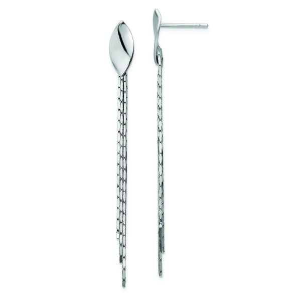 Sterling Silver Rhodium-plated Polished Fancy Chain Post Dangle Earrings