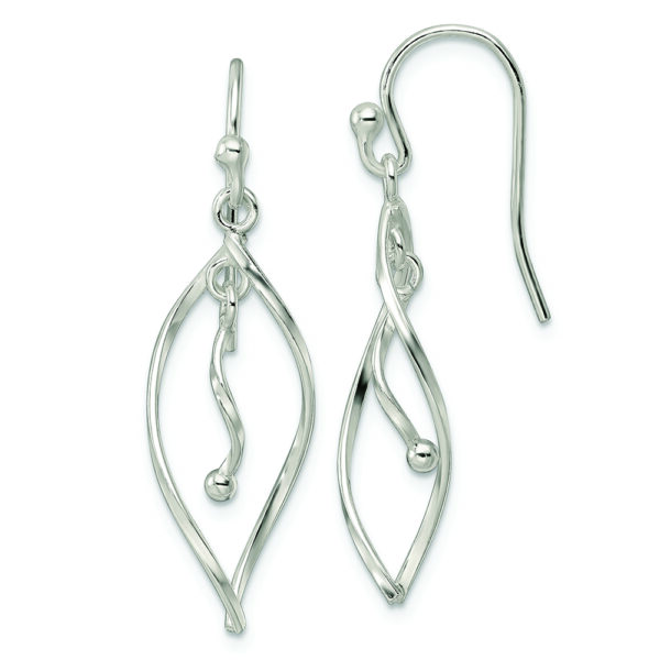 Sterling Silver Polished Twisted Fancy Dangle Earrings