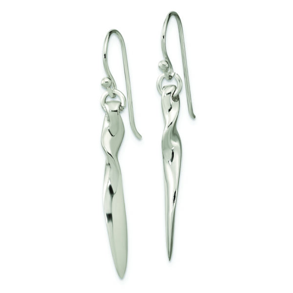 Sterling Silver Polished Twisted Bar Dangle Shephard Hook Earrings - Image 2