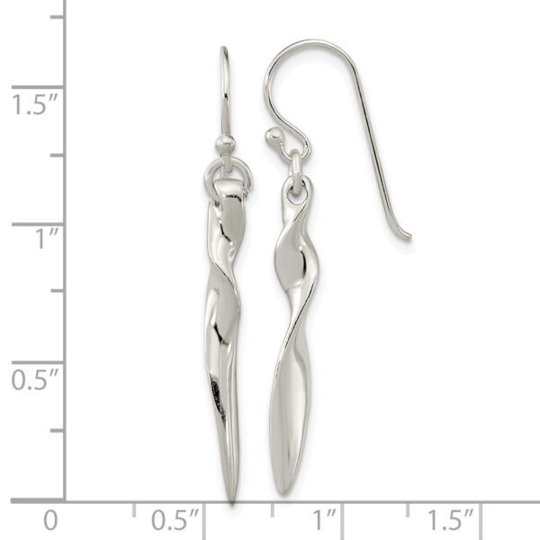 Sterling Silver Polished Twisted Bar Dangle Shephard Hook Earrings - Image 3