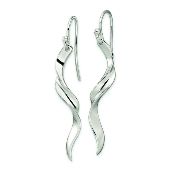 Sterling Silver Polished Twisted Dangle Earrings - Image 2