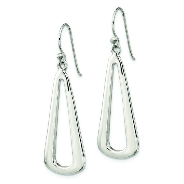 Sterling Silver Polished Teardrop Dangle Shephard Hook Earrings - Image 2