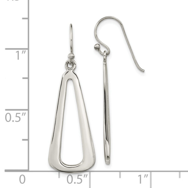 Sterling Silver Polished Teardrop Dangle Shephard Hook Earrings - Image 3
