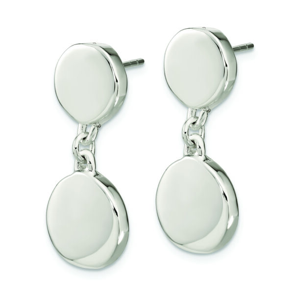 Sterling Silver Polished Discs Post Dangle Earrings - Image 2