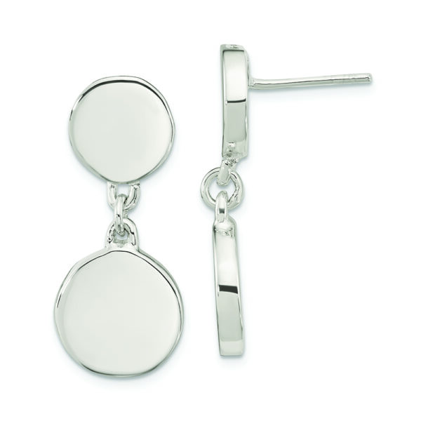 Sterling Silver Polished Discs Post Dangle Earrings