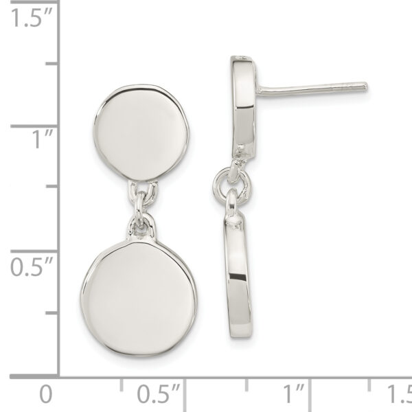 Sterling Silver Polished Discs Post Dangle Earrings - Image 3