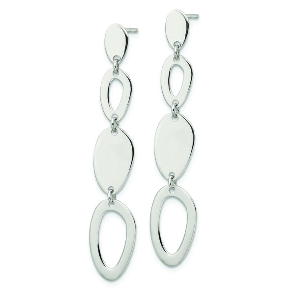 Sterling Silver Polished Fancy Ovals Post Dangle Earrings - Image 2