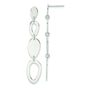 Sterling Silver Polished Fancy Ovals Post Dangle Earrings