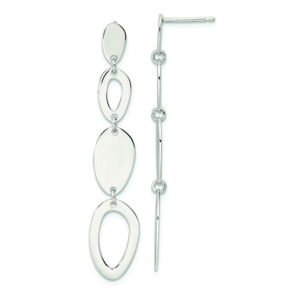 Sterling Silver Polished Fancy Ovals Post Dangle Earrings
