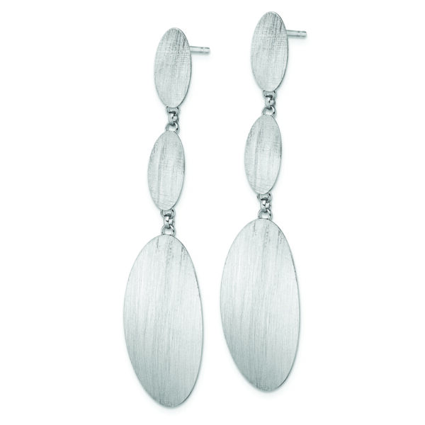 Sterling Silver Rhodium-plated Brushed Dangle Post Earrings - Image 2