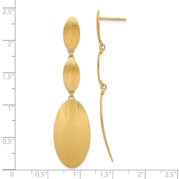 Sterling Silver Gold-plated Brushed Triple Oval Post Dangle Earrings - Image 3