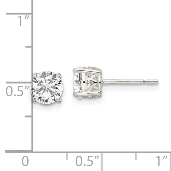 Sterling Silver Polished 6mm Round CZ Heart Basket Set Stud Earrings - Image 3