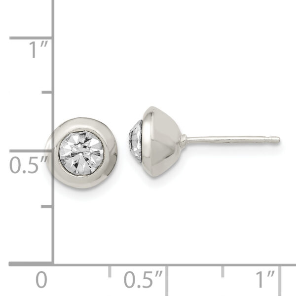 Sterling Silver Polished 8mm Round CZ Bezel Set Stud Earrings - Image 3