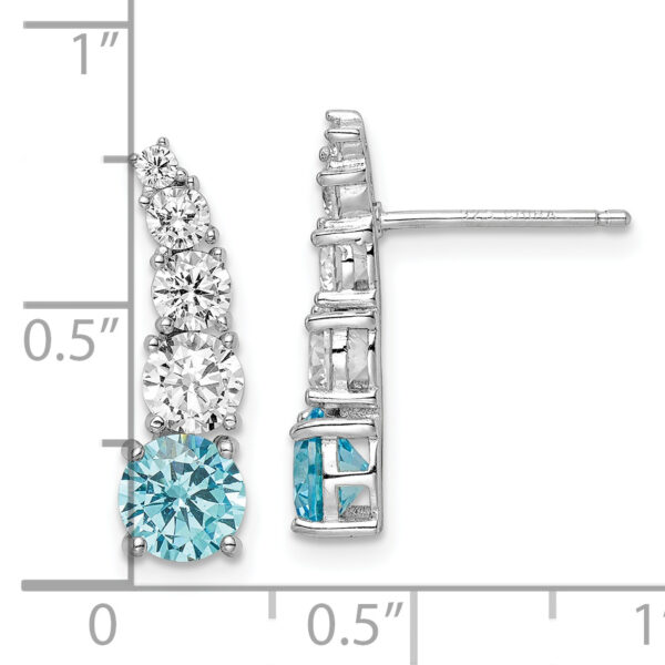Sterling Silver Rhodium-plated Blue & Clear Graduated CZ Post Earrings - Image 3