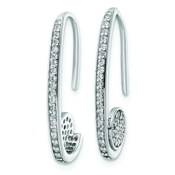 Sterling Silver Rhodium-plated Polished CZ Dangle Earrings - Image 2