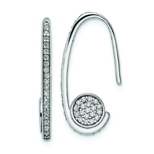 Sterling Silver Rhodium-plated Polished CZ Dangle Earrings